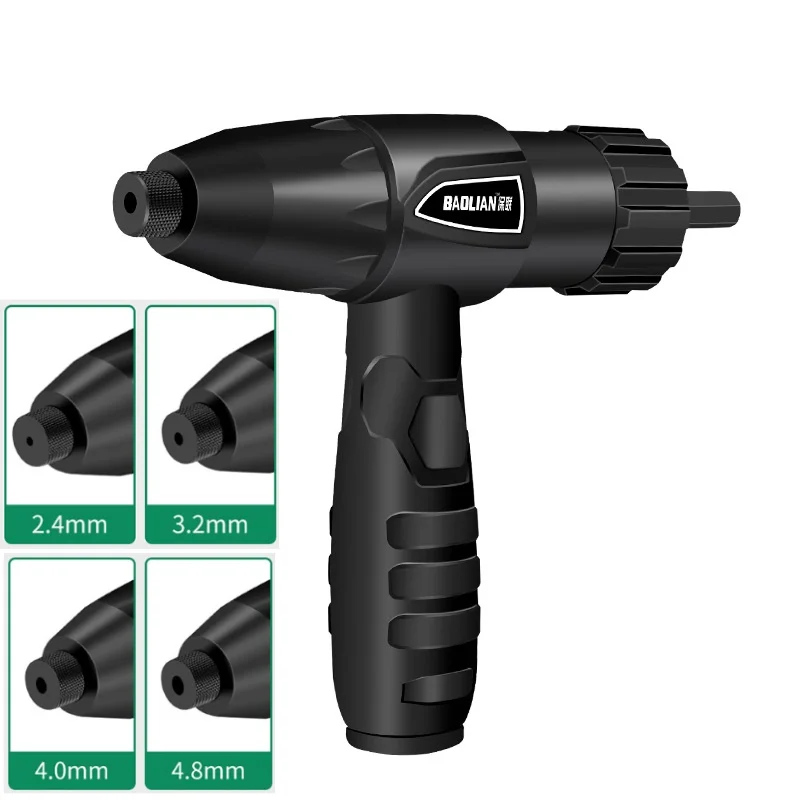 Electric Riveting Gun Adapter 2.4mm-4.8mm Rivet Nut Gun Drill Bit Nozzle Cordless Conversion Connector Power Tools