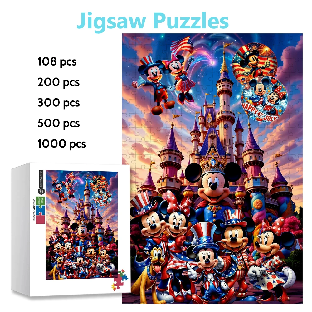 

Пазл Disney с изображением замка Микки и Минни Маус, 108/200/300/500/1000/1500 деталей, развивающая семейная игра