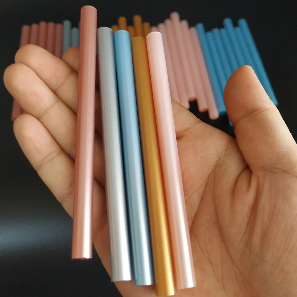 接着剤スティックホットグルー,20個セット,7x100mm,レトロブロンズ,ピンク,ゴールド,接着剤,グリッターフィルム