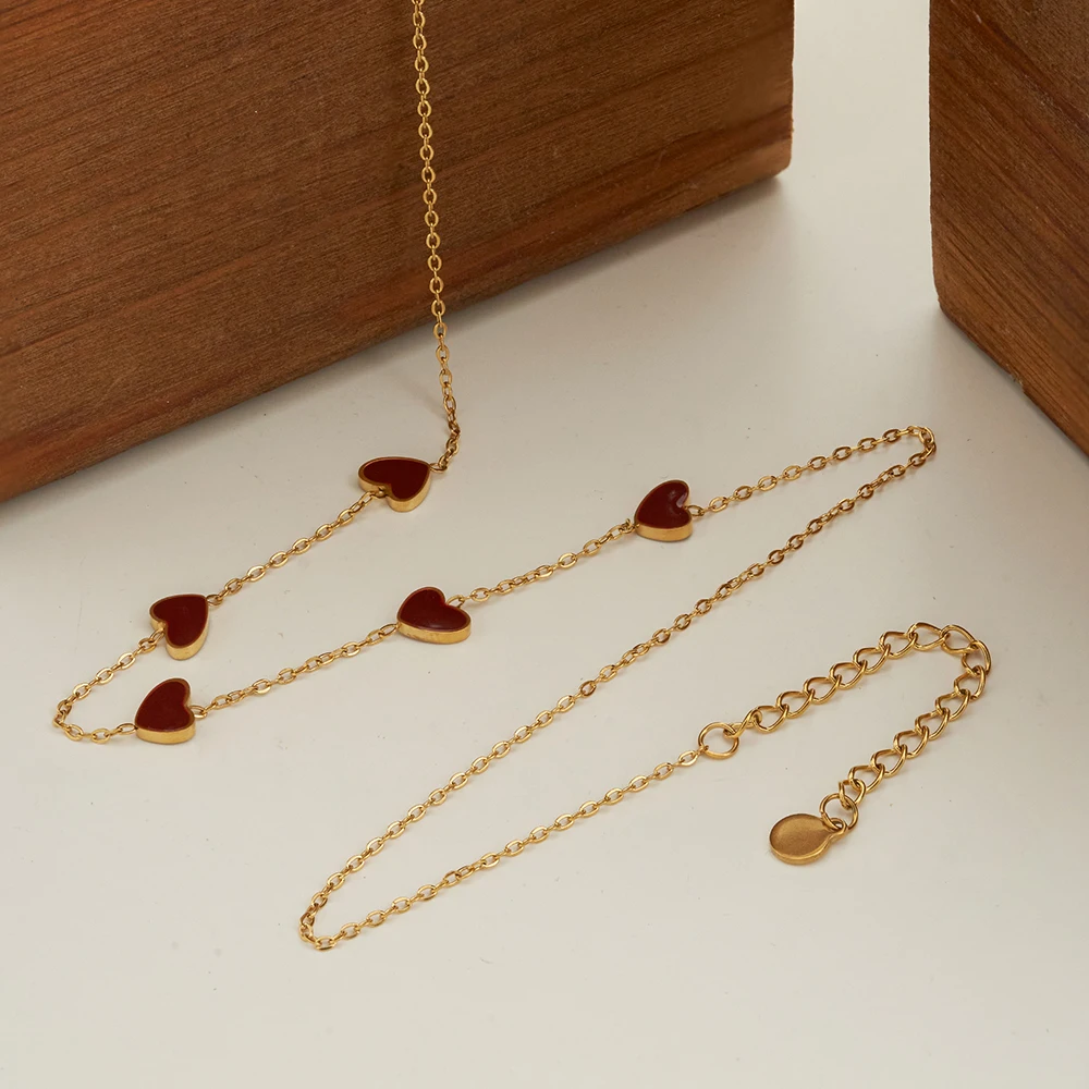 

ENFASHION Para Mujer Heart Dripping Oil Chain Necklace For Women's Stainless steel 18K Gold Plated Fashion Dating Jewelry P3530