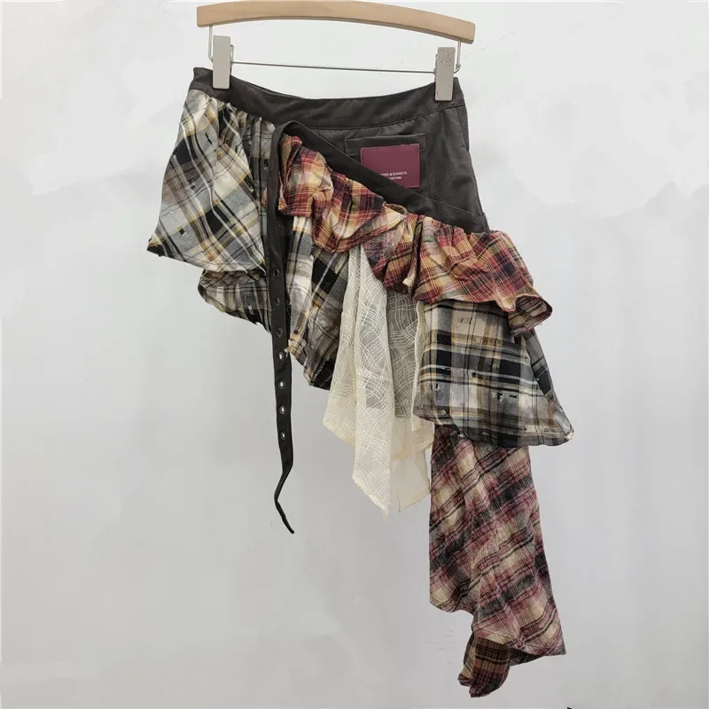 تنورة نسائية غير منتظمة منقوشة بتصميم كلاسيكي من SZJTTC، تنورة ضالة بتصميم متخصص