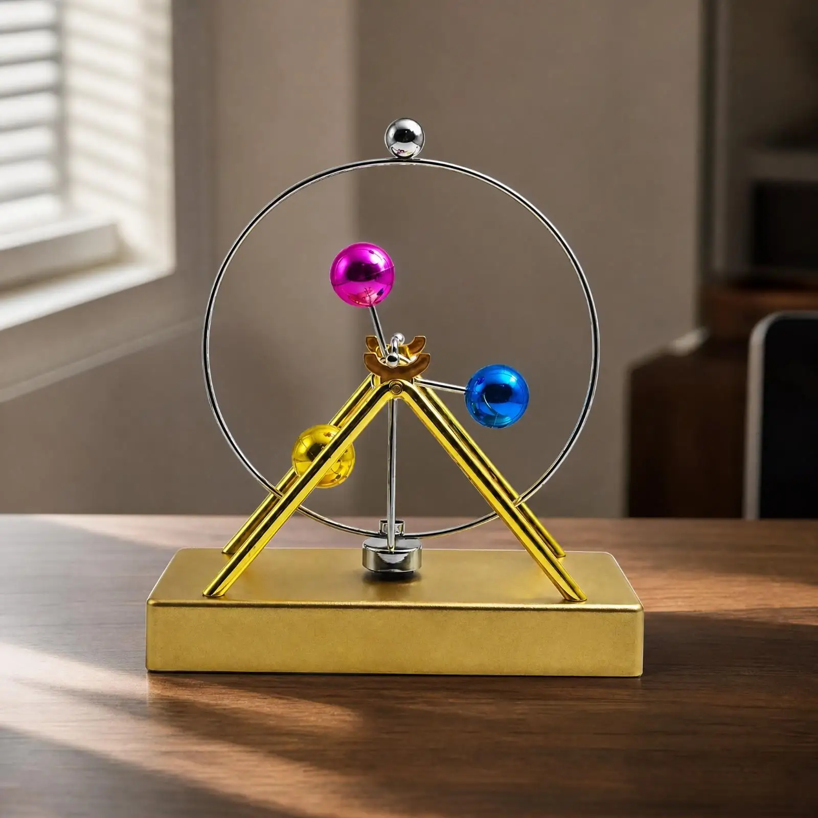 Creative Swinging Ball Desk Decor USB Kinetic Orbital Ornament for Office Shelf Home Tabletop Metal Art Piece