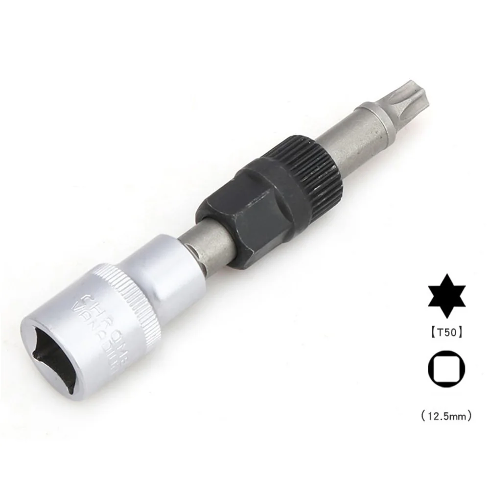 M10 T50 Alternator Pulley Socket Drill Bit with 33 Teeth Tool Alternator Pulley Center Bolt Remover Socket Wrench Tool