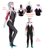 Gwen Spid Costume for  Kids and Adult  White Spider Girl Mask 3D Style Halloween Costumes Cosplay Suiter Body Jumpsuit