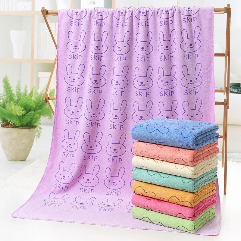 Microfiber Fabric Bath Towel Rabbit Head Beach Towel 70*140cm Soft Absorbent Cartoon Printed Towel Superfine Fibre Face Towels