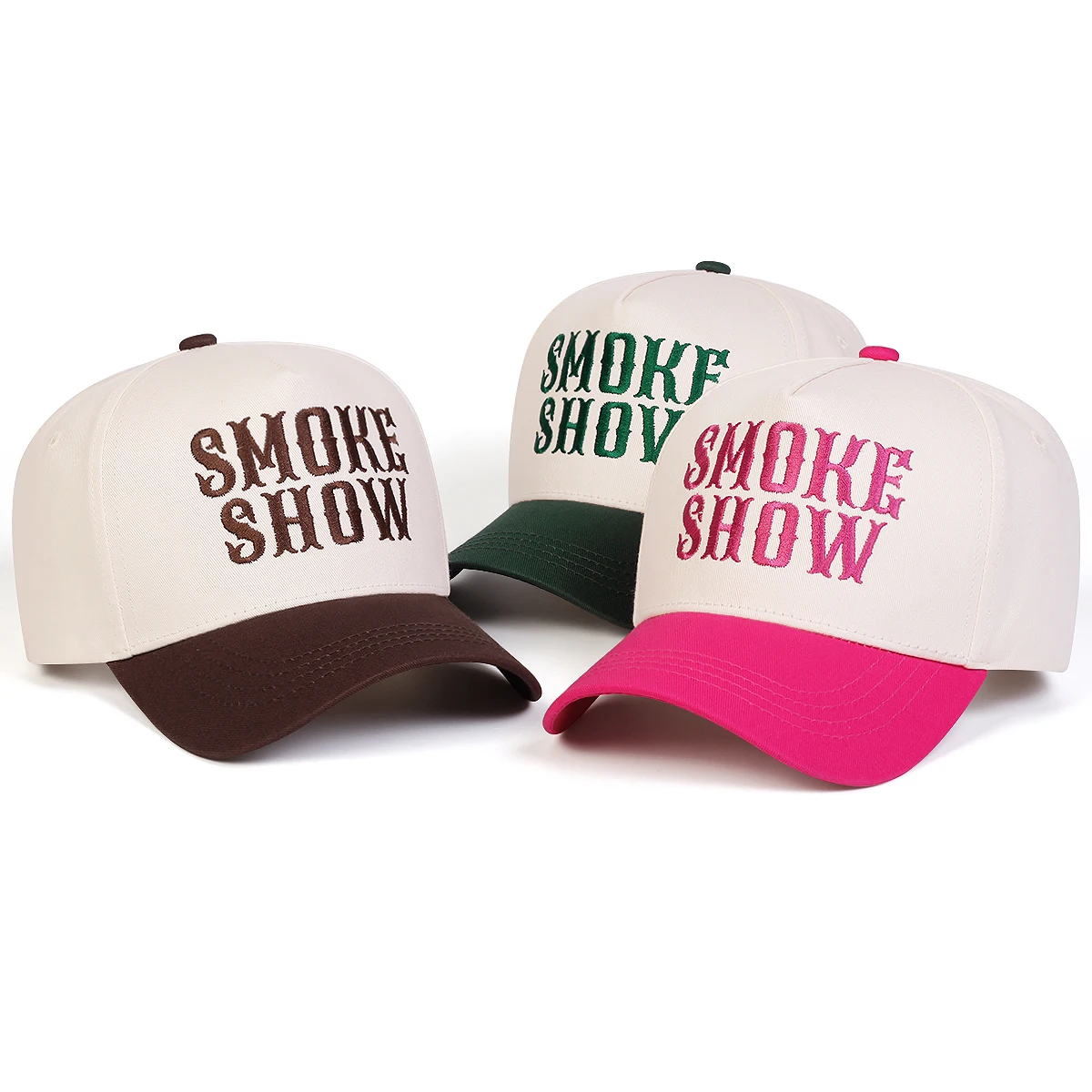 Unisexowe czapki bejsbolówki z haftem literowym SMOKE SHOW, wiosenno-jesienne, regulowane, codzienne, chroniące przed słońcem, sportowe