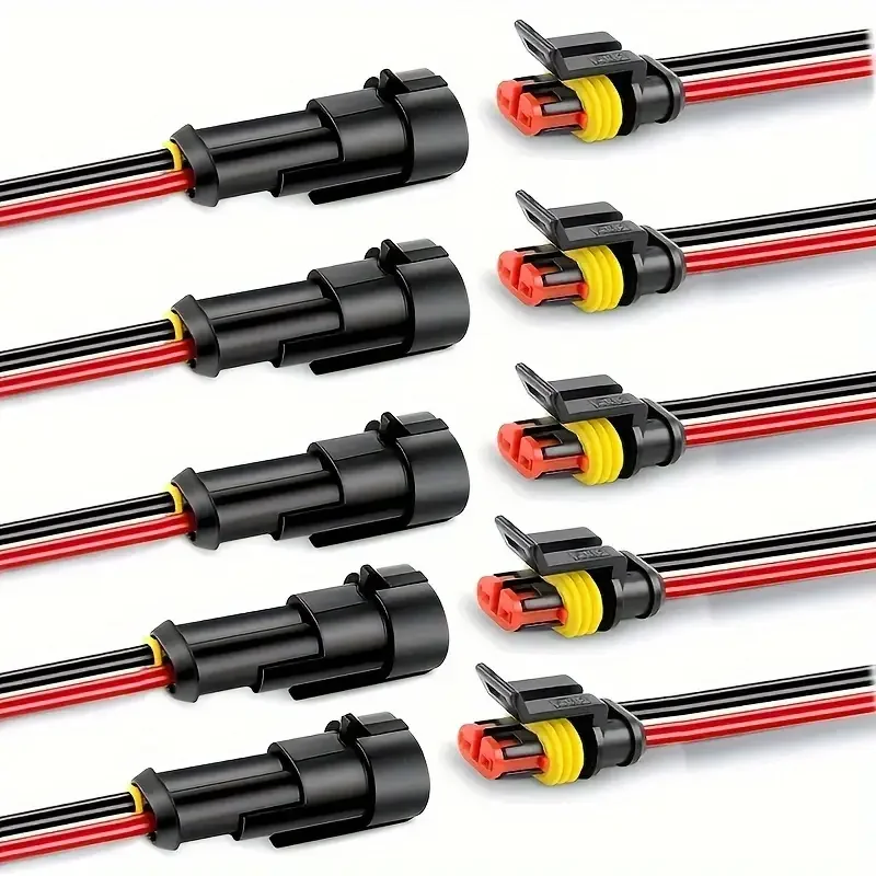 5 Pairs 18AWG 2-Pin Quick-Disconnect Wire Connectors - Brass Contacts,  for Automotive, Truck, Motorcycle, Boat
