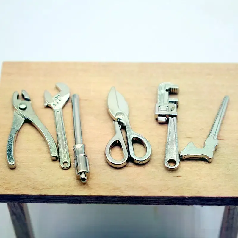 5 قطعة 1:12 دمية مصغرة سبيكة مفتاح قابل للضبط كماشة طقم أدوات نموذج إصلاح ل بيت الدمية ديكور الاطفال التظاهر اللعب اللعب