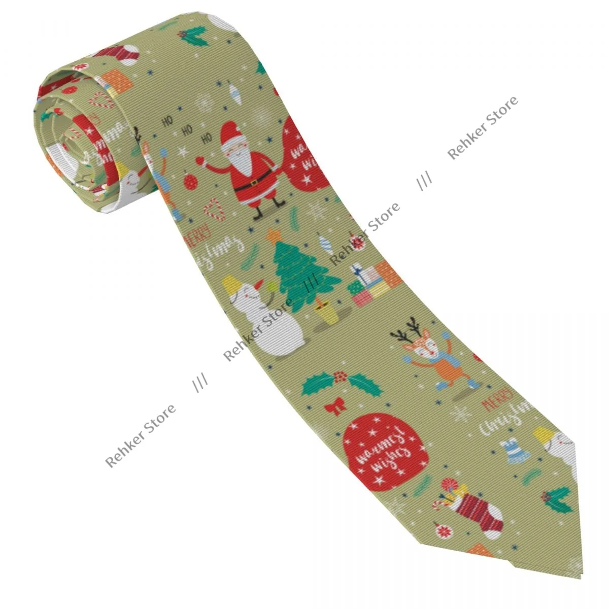 Mens Tie Classic Skinny Cute Cartoon Deer Santa Claus Snowman Neckties Narrow Collar Slim Casual Tie Gift