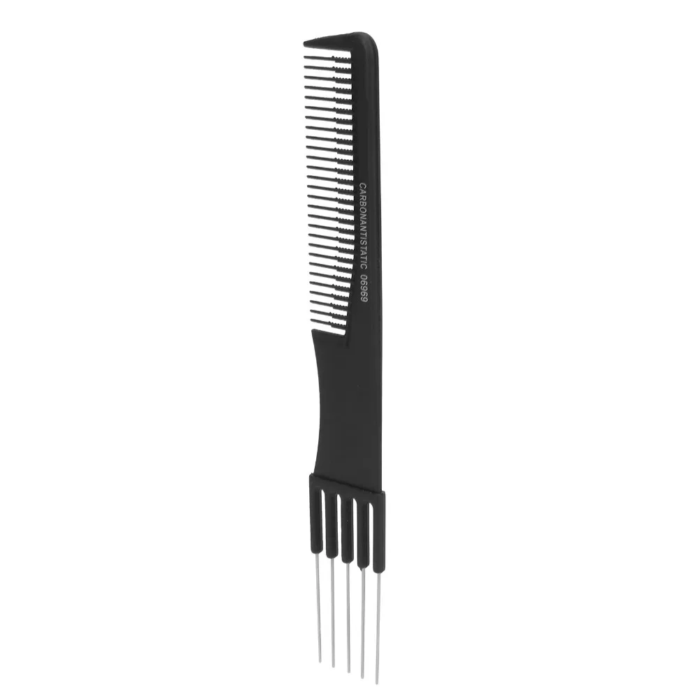 10pcs Metal Carbon Lift Teasing Combs Fine Teeth Design Professional Salon Teasing Back Combs Black Color 19.5cm Length