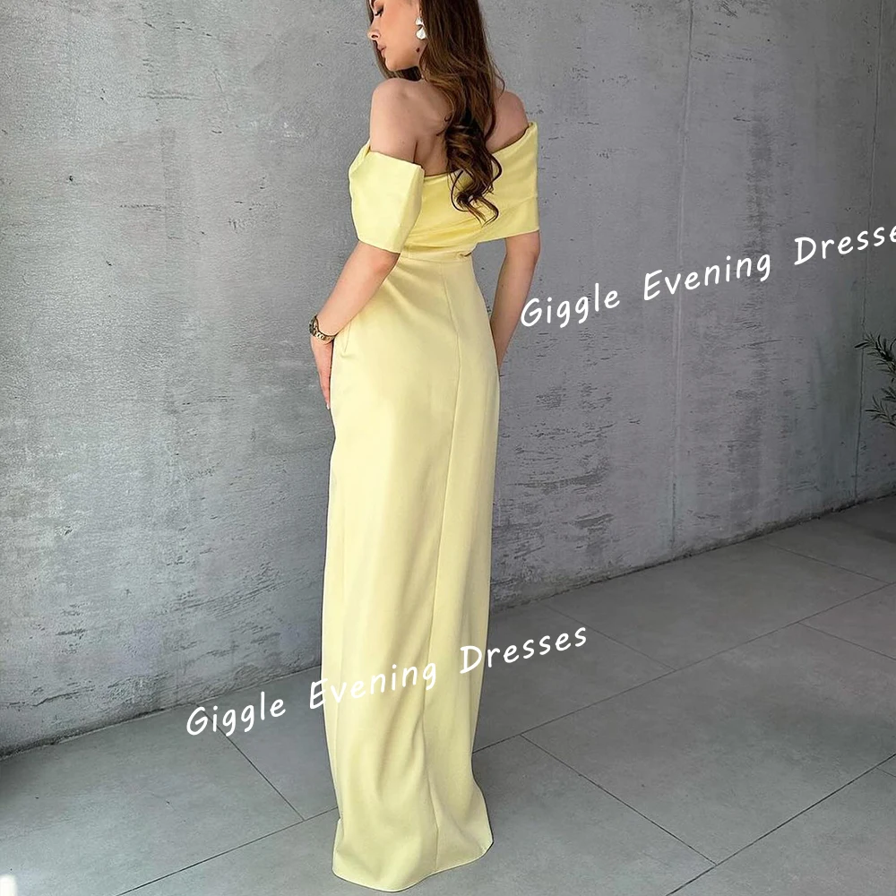 Satin Off-Shoulder Formal Pleating Prom Gown Slit Saudi Arab Summer Close-Fitting Elegant Ladies Pretty Evening Dresses 2024