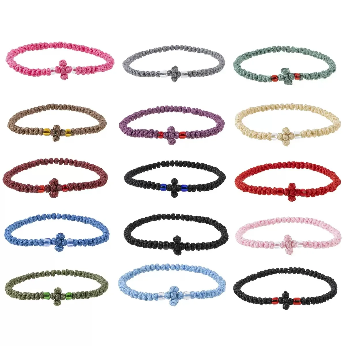10pcs Adiustable Greek Orthodox Wristchain Christian Praver Bracelet Handmade Weaven Bracelet For Women