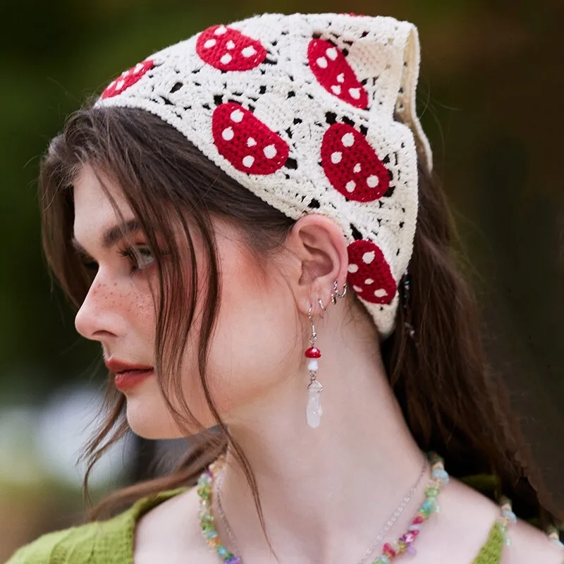 Crochet tête enveloppement tricoté cheveux écharpe tête foulard Bandana Triangle cravate dos