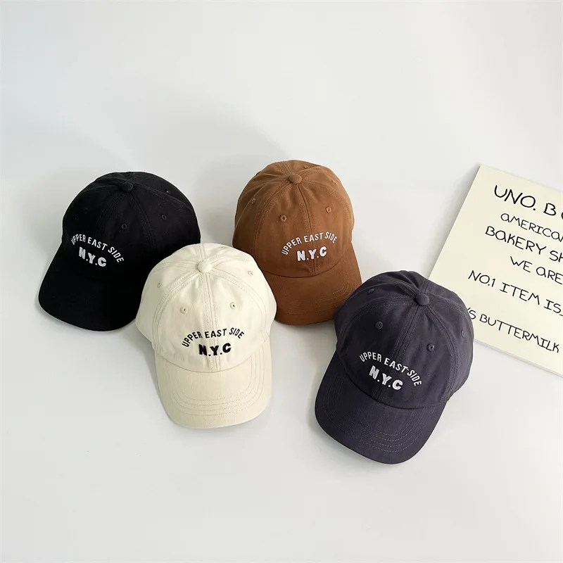 Children Cap Letter Soft Top Big Edge Sun Hat Spring& Summer Boys Baby Parent-child Baseball Caps Girls Cotton Sun Visor Caps