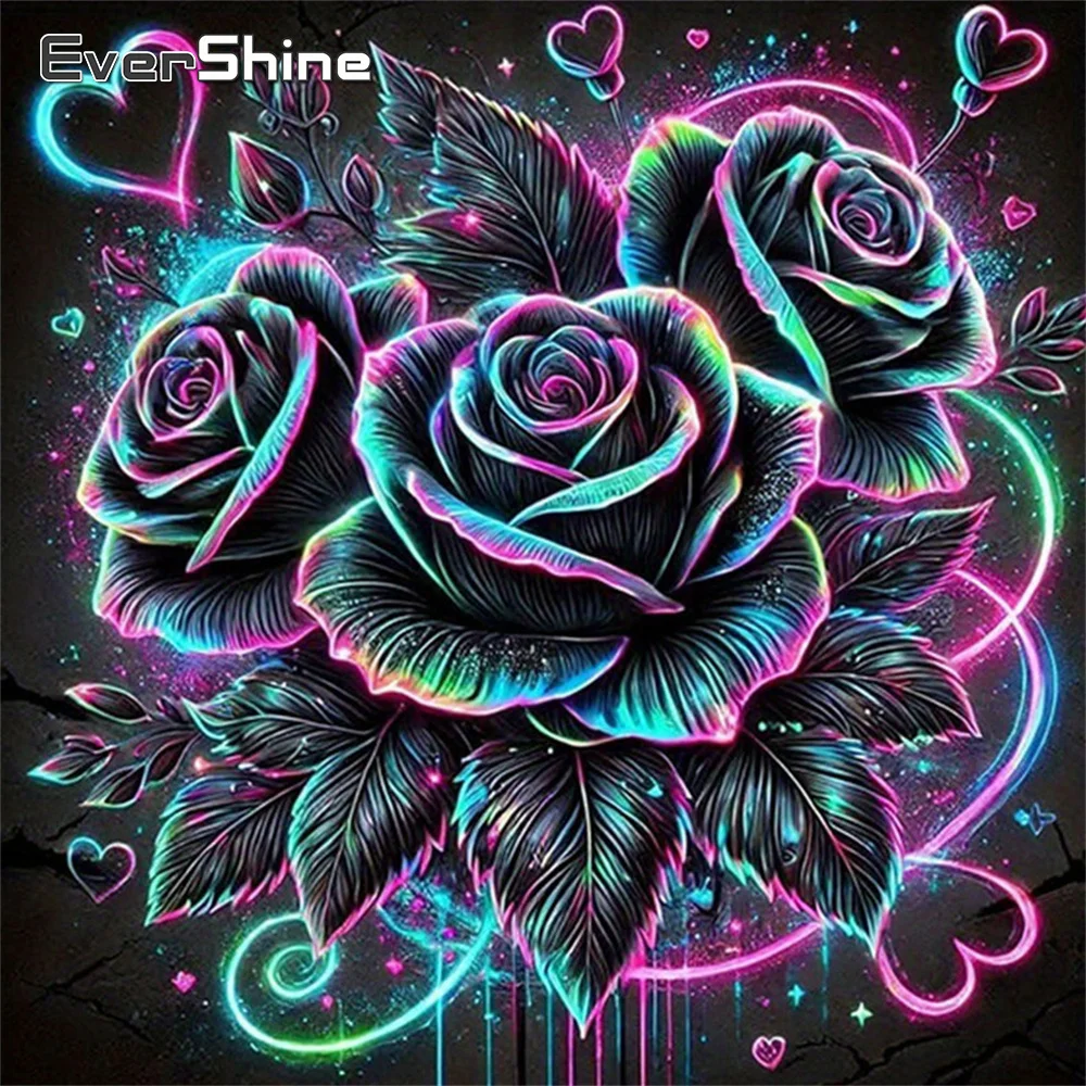 EverShine Diamantmalerei Rosenbild aus Strasssteinen Stickerei Blume Vollbesatz Neuheit Mosaik Farbenfrohe Wandkunst