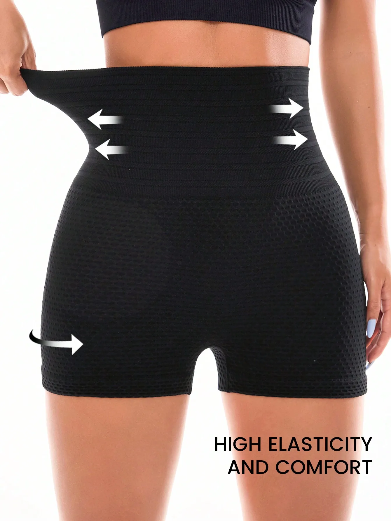 Women High Waist Honeycomb Textured Seamless Yoga Shorts Butt Lift Biker Shorts Elastic Workout Running Fitness Sports Short Pan