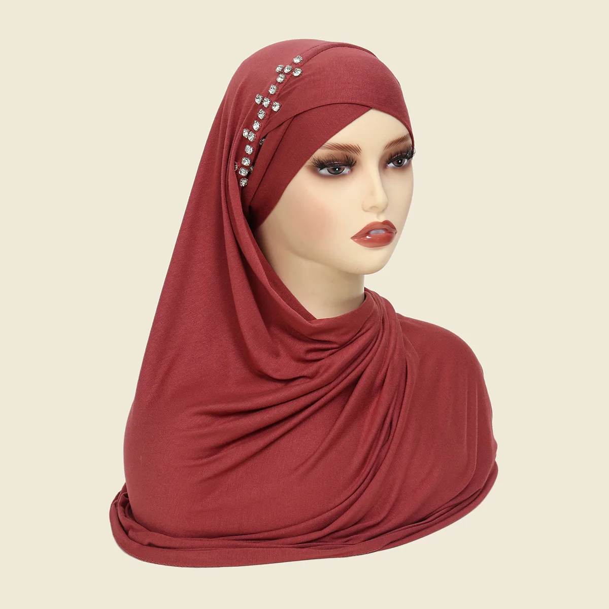 Instant Hijabs Scarf With Cross Jersey Diamond Inner Caps Underscarf Hijab Bonnet Muslim Women Scarf Headwrap One Piece Amira