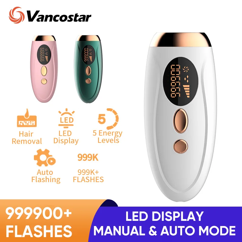 Vancostar 999900 Flash Laser Hair Removal Portable IPL Epilator Permanent Painless Bikini Trimmer Home Used Hair Remove Device