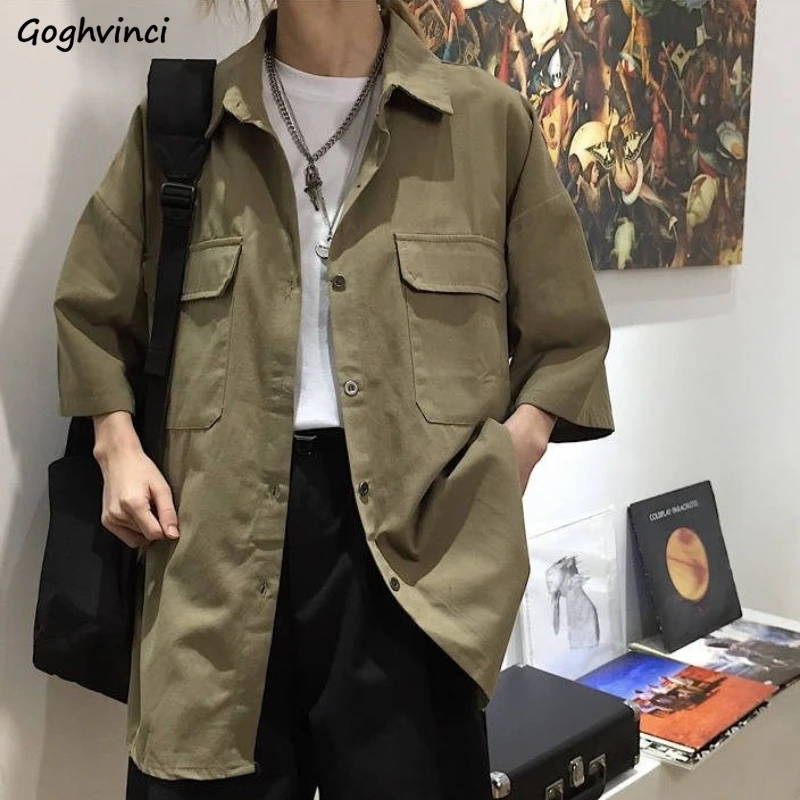 Jackets Women Short-sleeved Loose Fit Korean Fashion Couple Solid BF Vintage Cargo Coats Streetwear All-match Casual Summer Chic