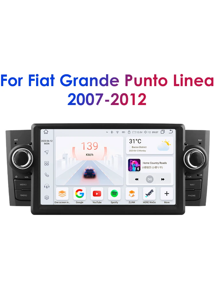 OSSURET 1Din 8G 128G Carplay Android 14 autoradio voor FIAT Grande Punto Linea 2007-2012 GPS multimediaspeler navigatie 7862 - afbeelding 2