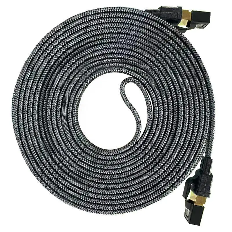 CAT8 Ethernet Cable 40Gbps High Speed Braided Jacket Gold Plated Connectors For Home Office Gaming Router Modem