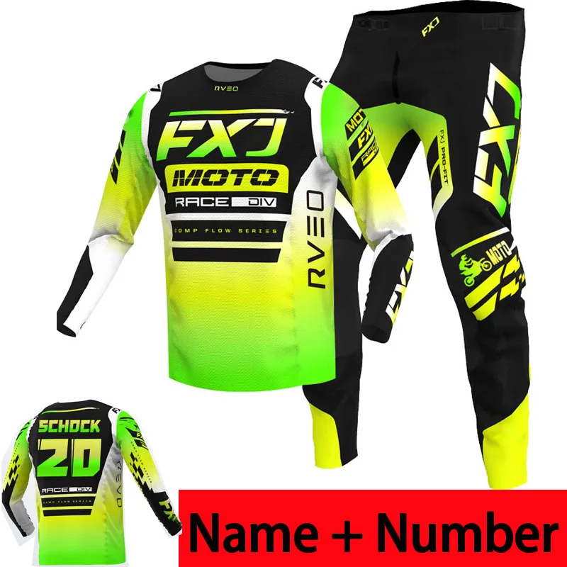 Conjunto de equipo de motocross FXJ enduro, jersey y pantalones combo mx, ropa de moto, traje de carreras mtb, todoterreno, novedad de 2024