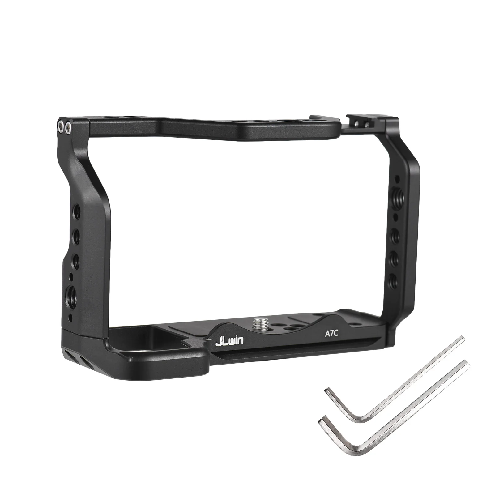 Protective Camera Cage for Sony Alpha 7C Aluminum Alloy with Quick Release Plate Cold Shoe Mount 1/4in And 3/8in Threaded Holes