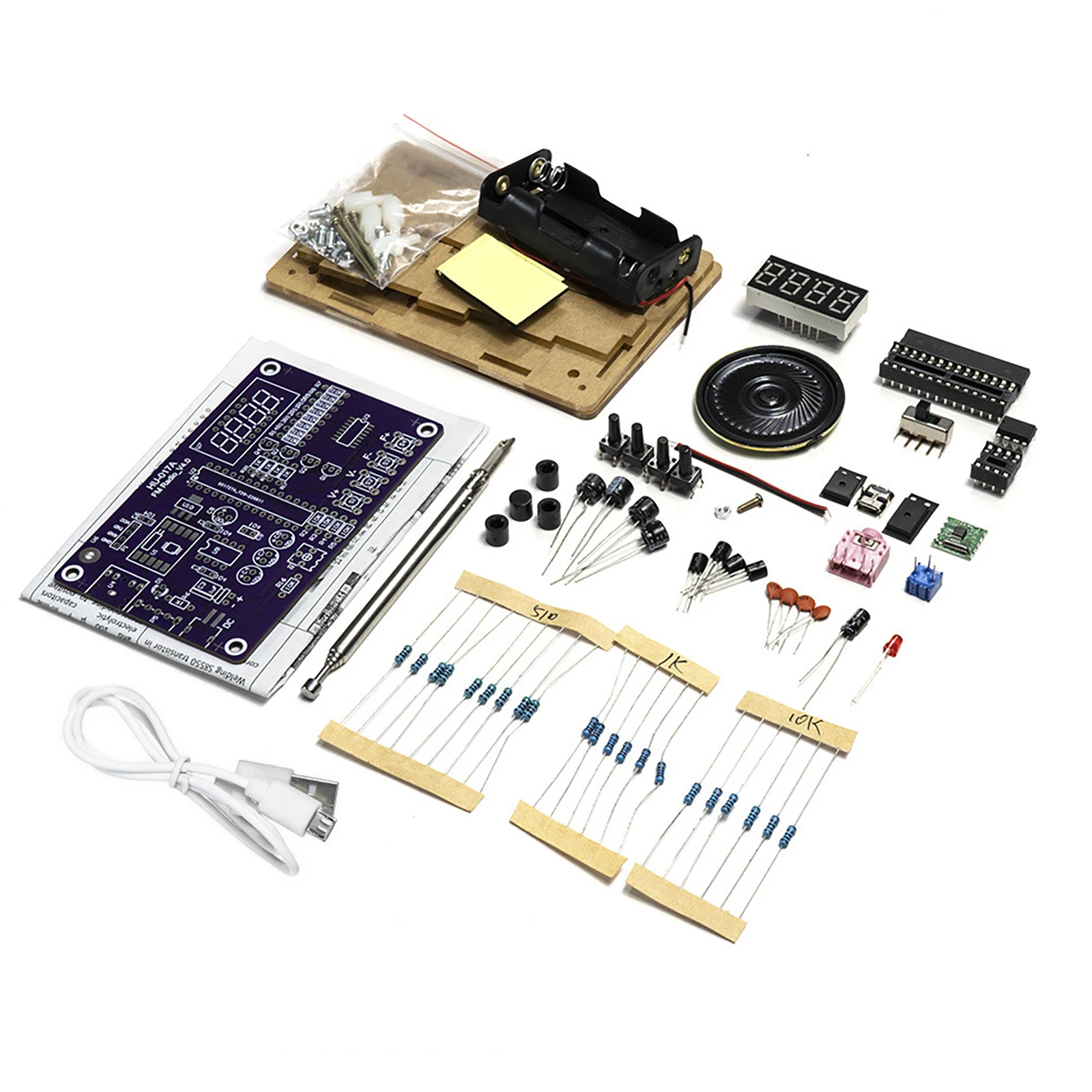 

DIY FM Radio Electronic Kit Adjustable Frequency 87-108MHz Digital Display DIY Soldering Project Practice Solder TDA2822