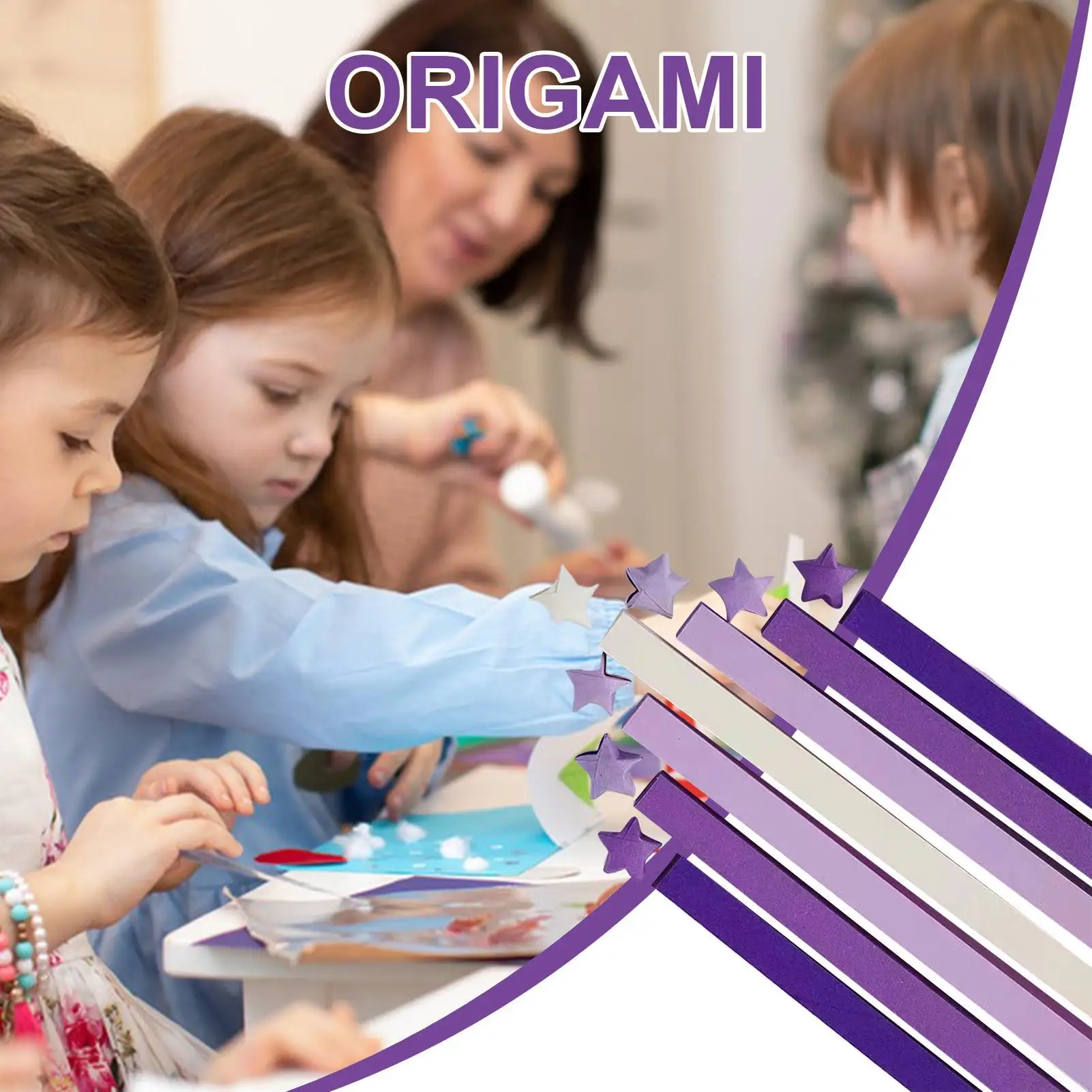 スター紙 1350 枚紙星ストリップかわいい漫画クラフト紙手作り紙星ストリップ装飾学校教育