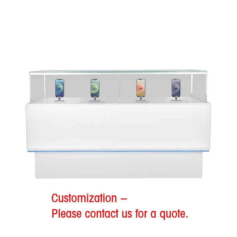 

custom.Customized Glass Mobile Phone Display Cabinet Interior Furniture Decoration Design Retail Mobile Phone Counter