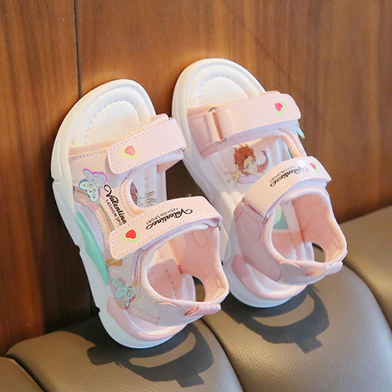 

Детские сандалии, детские повседневные сандалии принцессы, мягкая нескользящая летняя уличная пляжная спортивная обувь для маленьких девочек, дышащая удобная обувь
