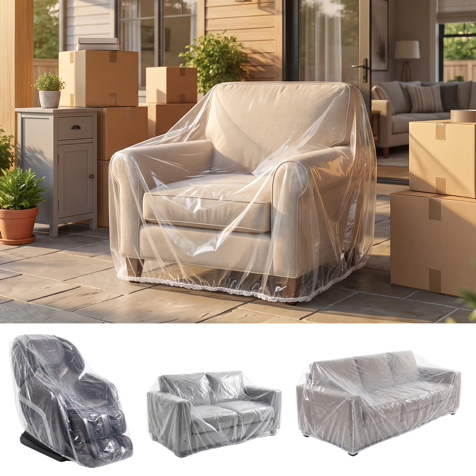 Couch Cover Pet Plastic Dust Cover Transparent Cat Scratch Protector Waterproof Sofa Cover for Protection Against Dog Clawing