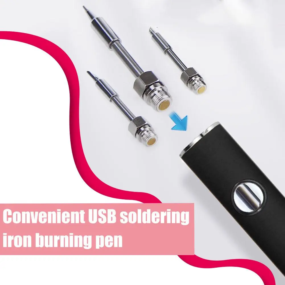 1Set Convenient USB Soldering Iron USB Cable Burning Pen LED Display Screen Three Levels Adjustable Voltage 510 Connector