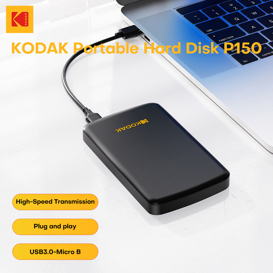  KODAK P150 512GB 2.5'' Portable External HDD USB 3.0 5Gbps Gaming Storage Disk Compatible for Laptop & Desktop 