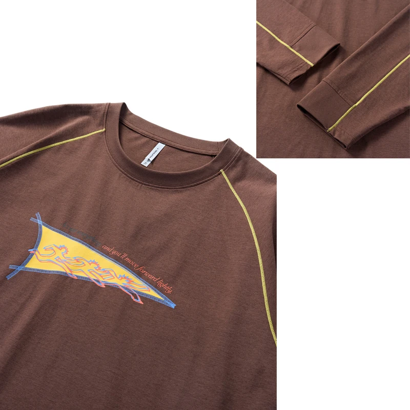 Men's Lightweight Deconstructed Long Sleeve Running T-Shirt – Breathable Vintage Graphic Top for Hiking & Outdoor Sports