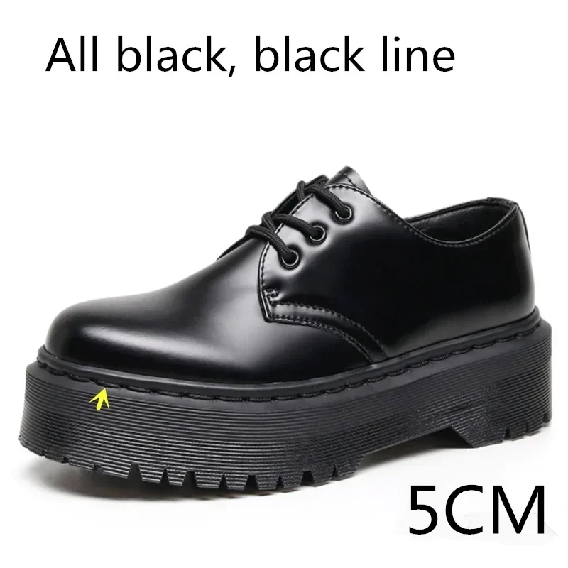 Sapatos de couro feminino plataforma unissex sapatos de couro grosso preto mary jane sapatos masculinos grandes 34-44