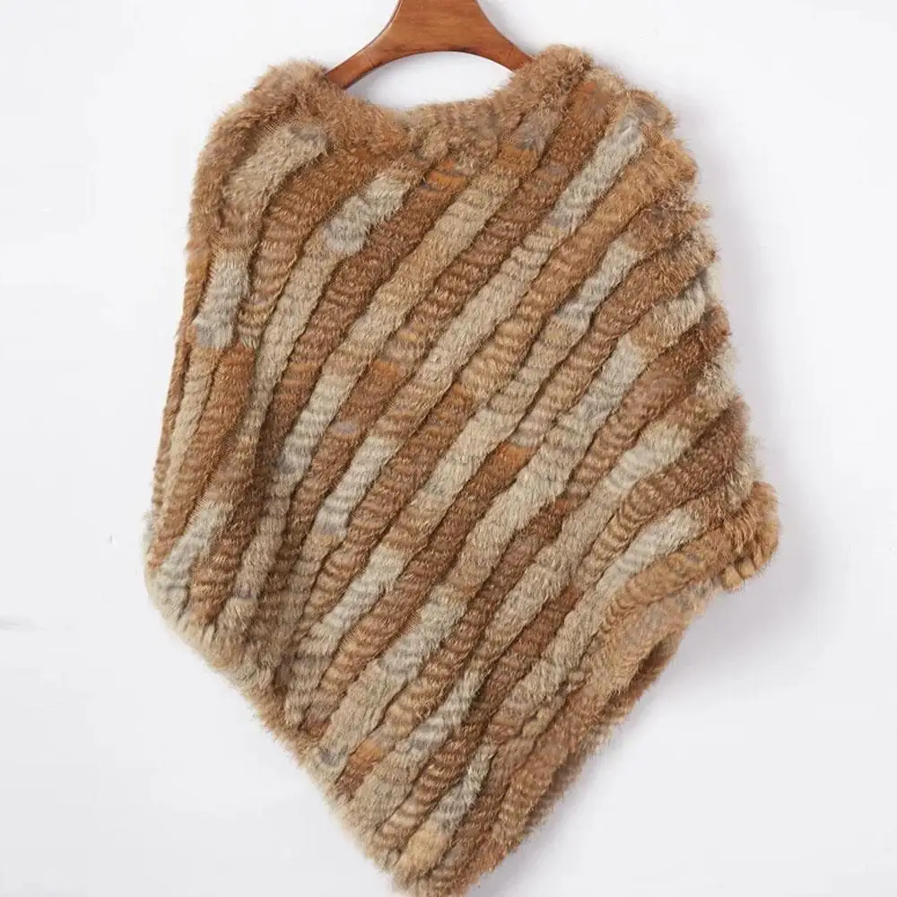 

Мягкая плюшевая шаль 66 см * 74 см, накидка из натурального кроличьего меха, шарф, пуловер нестандартной формы, зимняя вязаная шаль, холодостойкая треугольная накидка
