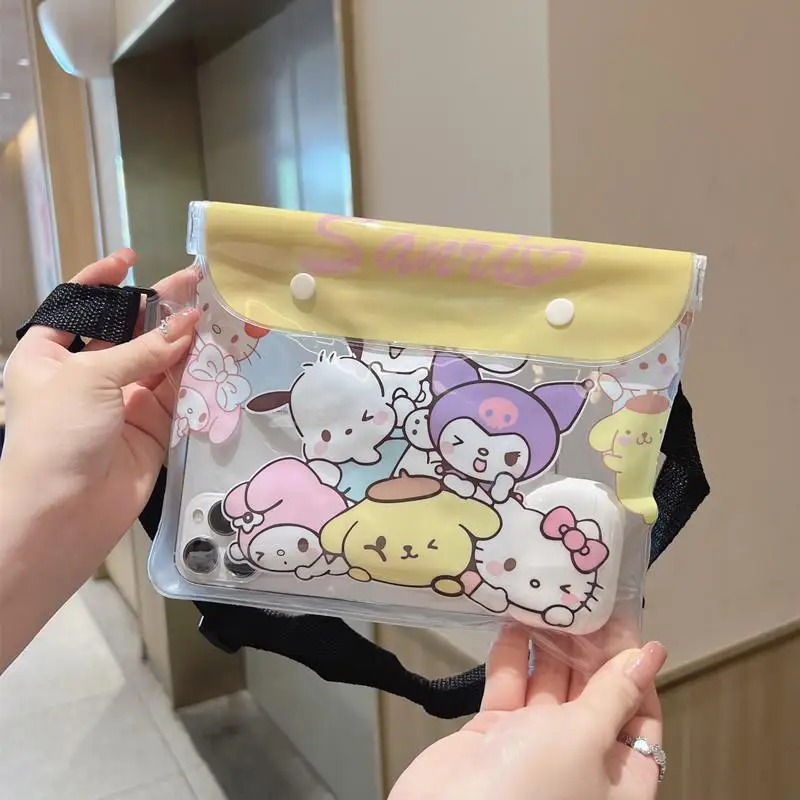 อะนิเมะกระเป๋าแม่ Sanrio สาวการ์ตูนโทรศัพท์มือถือขนาดใหญ่กระเป๋ากันน้ํา Cinnamoroll Kuromi กระเป๋าสะพายว่ายน้ําชายหาดกระเป๋า