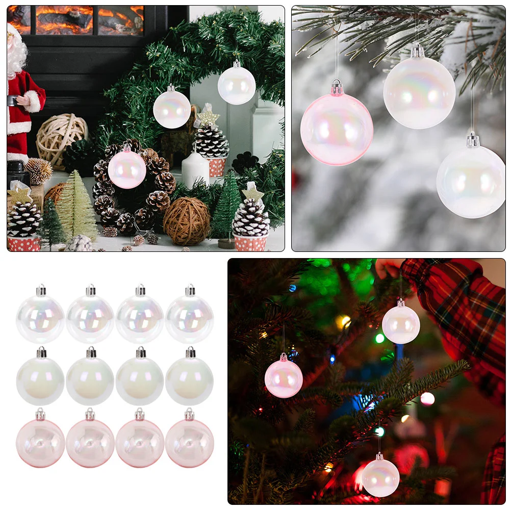 12PCS Christmas Bubble Pearl Colorful Decorative naments Fairy Cake Wedding Party Tree naments Hanging Balls Xmas