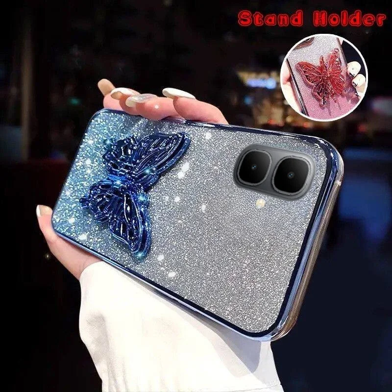 

Case For infinix Smart 10 Plus Liquid Sand Butterfly Phone Holder Shockproof Case for infinix Smart 10 Plus