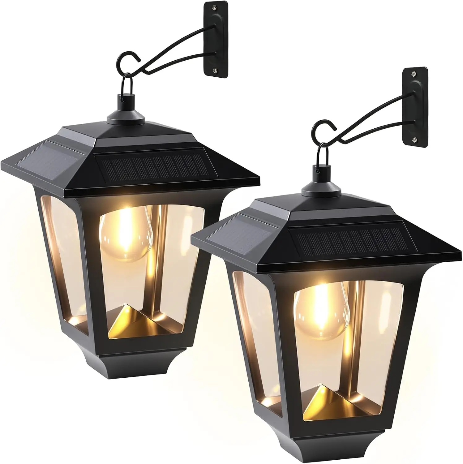 

Комплект из 2 солнечных фонарей, водонепроницаемость IP65, от сумерения до рассвета, сменные лампы, для крыльца, сада, патио