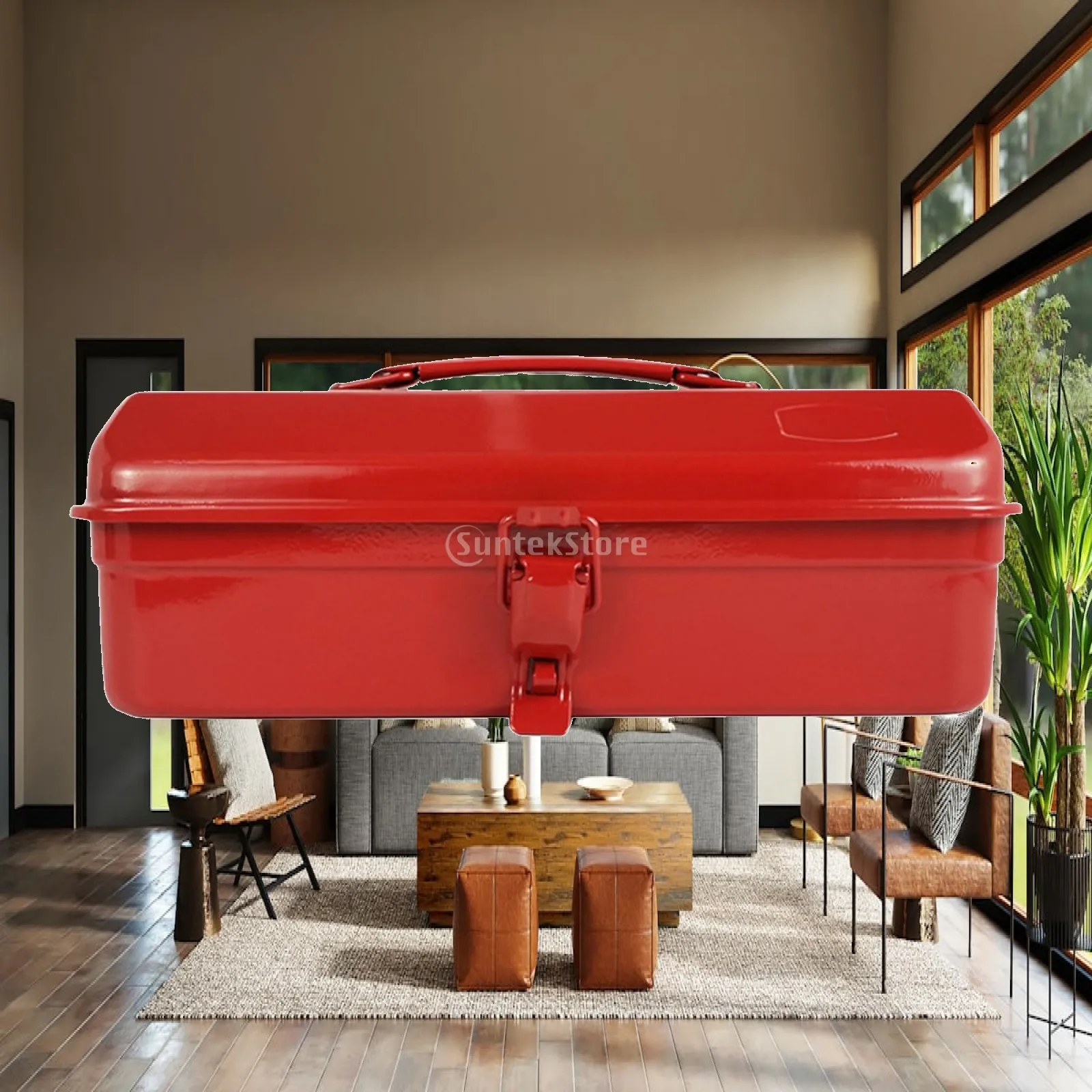 

Portable Metal Tool Organization Box with Latch Multifunctional 30.5x16x11.6cm Container for Household Homeowner Sturdy