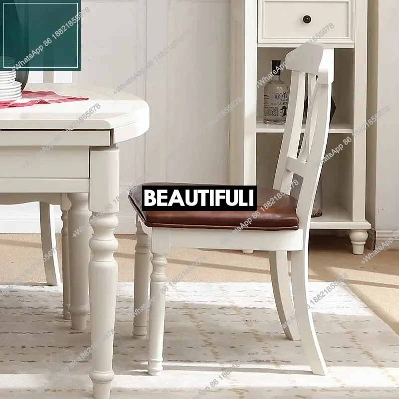 

American country white restaurant soft bag double fork solid wood dining chair can be customized