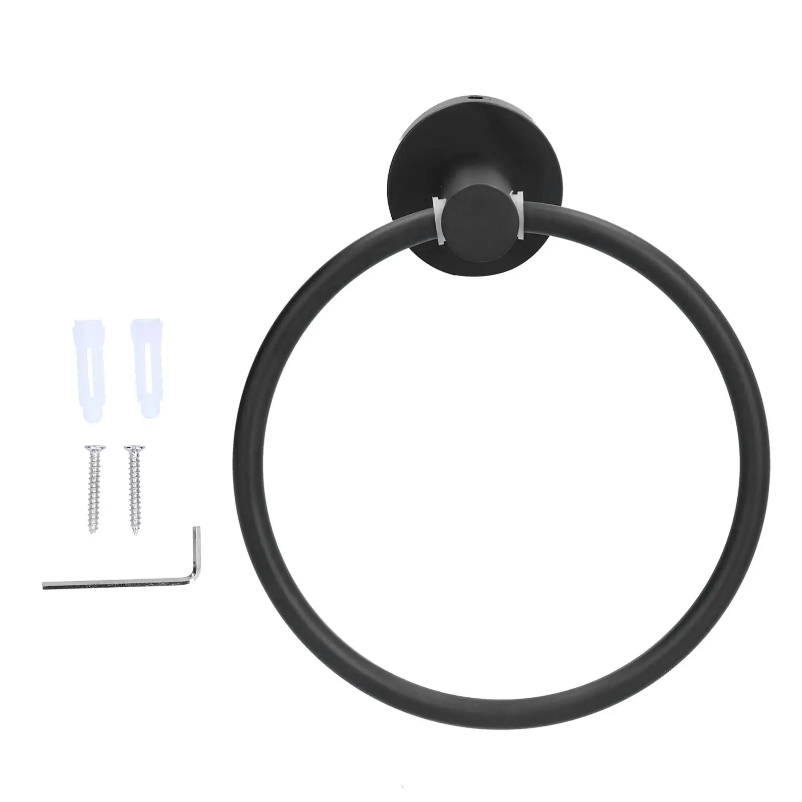 Matte Black Stainless Steel Towel Holder - Retro Round Rack, Anti-Stain, No Fading Hand Towel Ring for bathroom