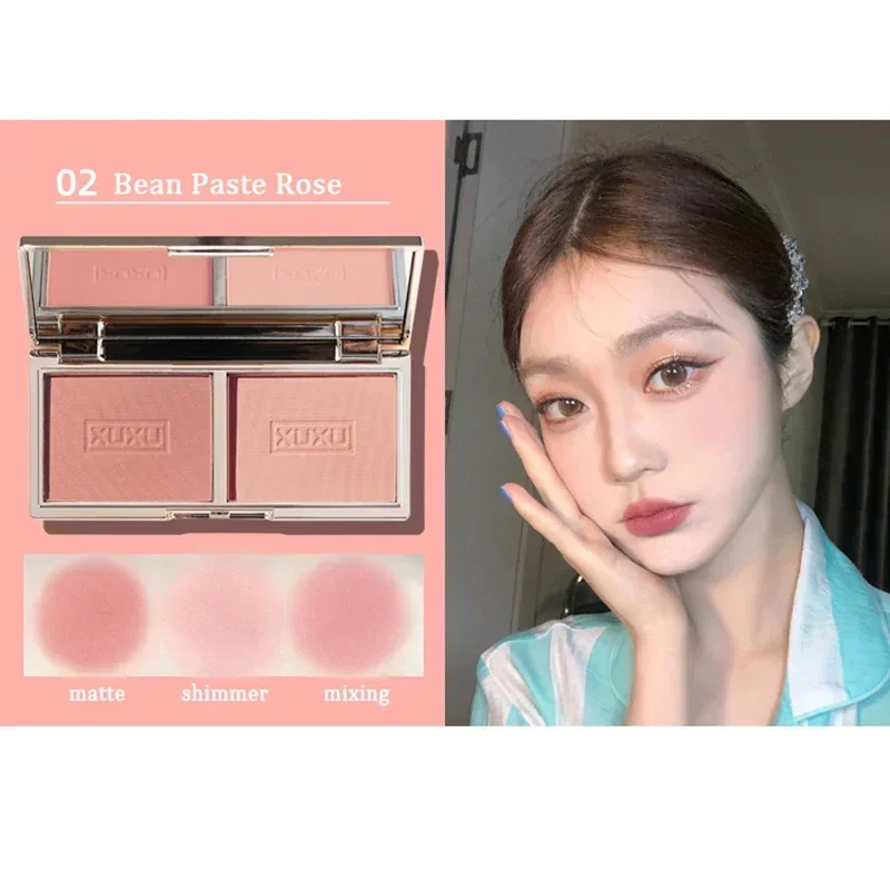 Heallor zweifarbige Pfirsich erröten Palette natürliche Rose rosa rot Rouge Gesicht Wange Pigment Schimmer aufhellen lang anhaltende nackte Make-up co