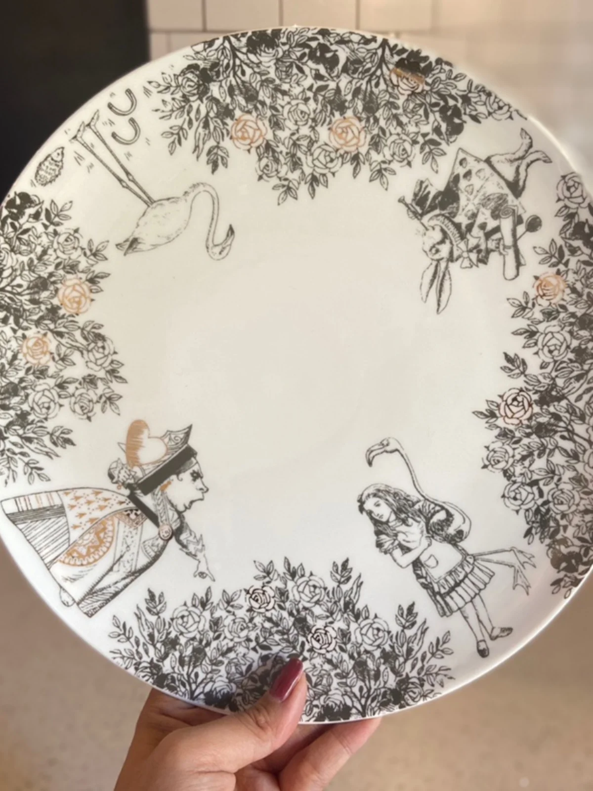 Souvenir Hand drawn illustration Alice in Wonderland ceramic plate breakfast plate