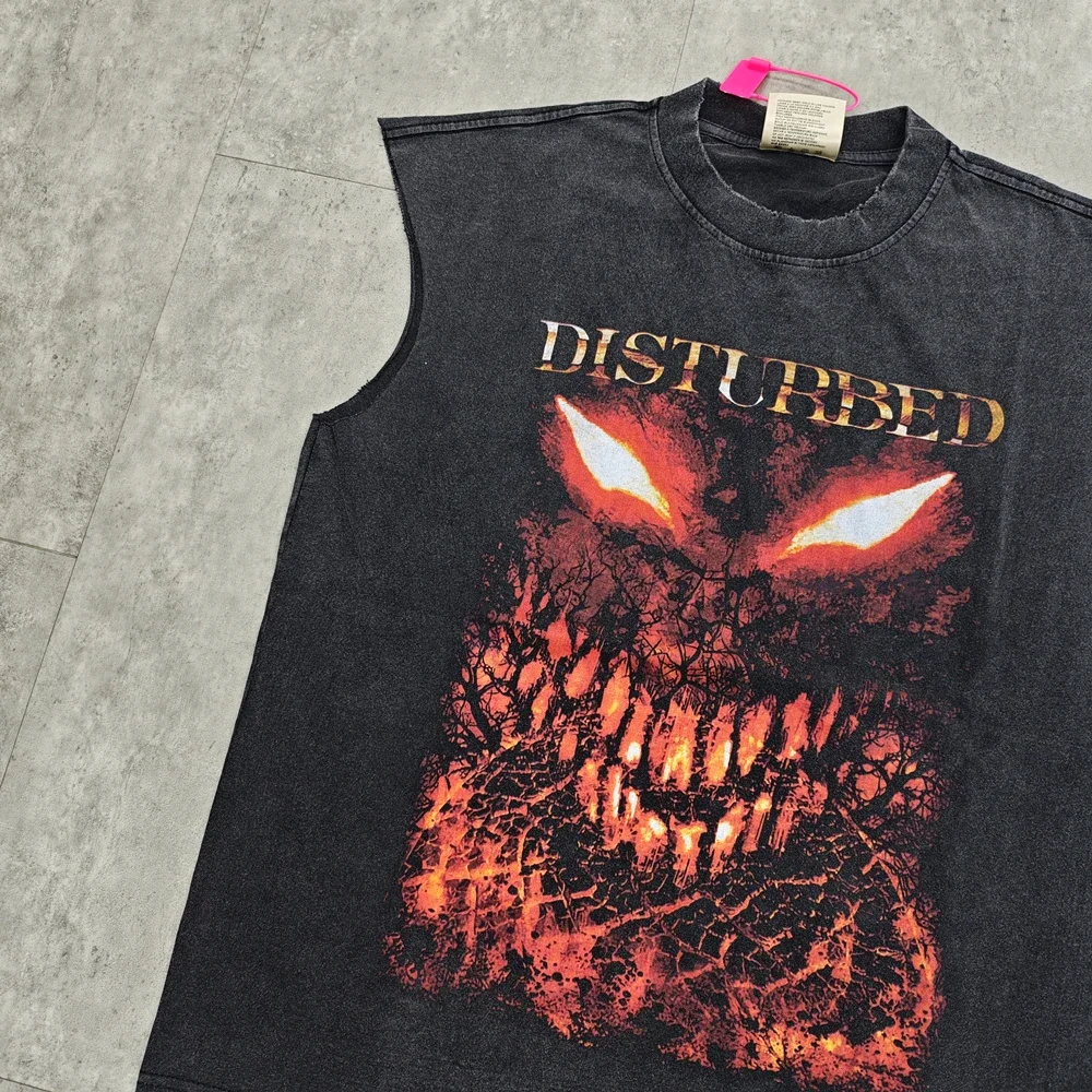 Yao Fashion Vintage Band Tank Tops Oversize Punk Rock Retro Sleeveless Casual Graphics Cotton Washed