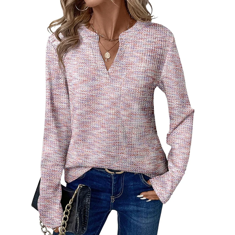 Autumn Long Sleeve Blouse Women Casual V Neck Loose Shirts For Women Elegant Pullover Casual Blusas Woman 2025