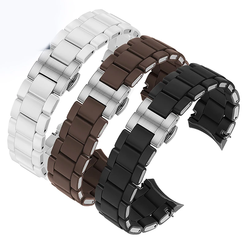 Silicone +Stainless steel strap for Armani AR5906 AR5905 AR5890 AR5889 5858 5920 man 23mm woman 20mm Rubber watchband bracelet
