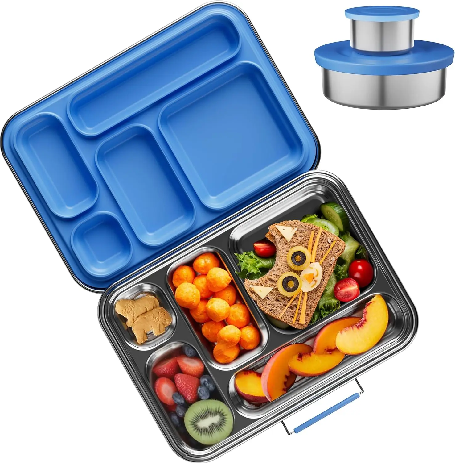 

Kids Stainless Steel Bento Box, BPA-Free Metal Lunch Container for School and Office in Blue